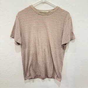 Marine Layer Striped Shirt Mens Small Beige T-Shirt Cotton Blend Casual